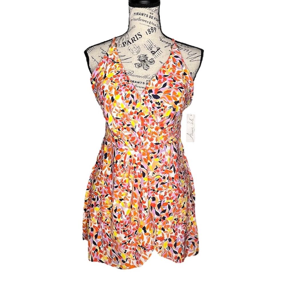 Anne Cole (10) V Neck Surplice Maillot One Piece Skirt Bottom Swim Dress